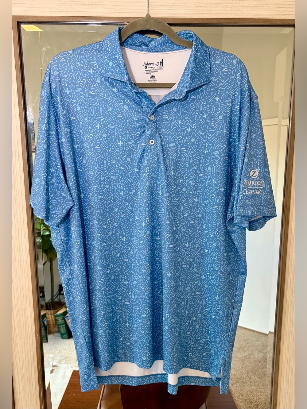 Johnnie-O Men's Blue Zurich Classic Golf Polo Shirt Performance Top size Large